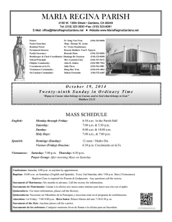 Twenty-ninth Sunday in Ordinary Time - Maria Regina Catholic Church