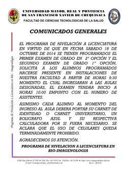 COMUNICADO GENERAL - FCTS-USFX