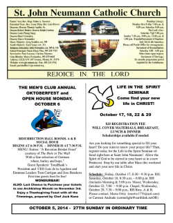 October 5, 2014 - Saint John Neumann Catholic Church