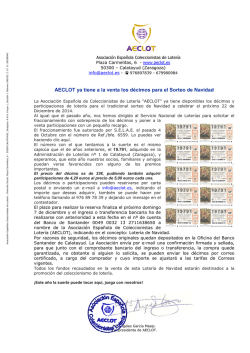 AECLOT ya tiene a la venta los d&eacute;cimos para el Sorteo de Navidad