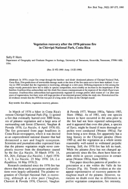 Vegetation recovery after the 1976 p&aacute;ramo tire in Chirrip&oacute; National