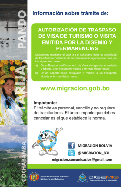 www.migracion.gob.bo - Direcci&oacute;n General de Migraci&oacute;n