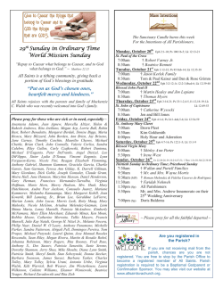 29th Sunday in Ordinary Time Sunday in Ordinary Time World