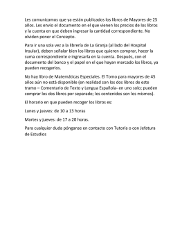 Les comunicamos que ya est&aacute;n publicados los libros de Mayores de