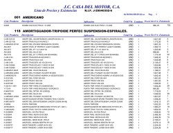 Lista de Precios y Existencias - JC Casa del Motor