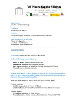 Programa de la VII Tribuna Espa&ntilde;a-Filipinas - Casa Asia