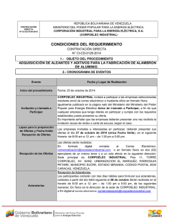 Adquisici&oacute;n de Aleantes y aditivos para la fabricaci&oacute;n de alambr&oacute;n