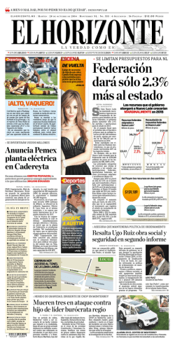 Federaci&oacute;n dar&aacute; s&oacute;lo 2.3% m&aacute;s al estado - El Horizonte