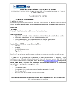 CONTRATAR&Aacute; PERSONAL PARA EL &ldquo;Programa Nacional de