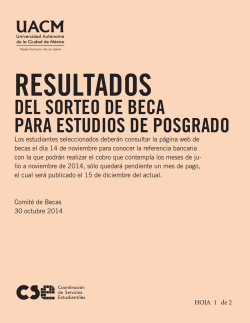 DEL SORTEO DE BECA PARA ESTUDIOS DE POSGRADO