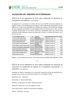 Edicto de 29 de septiembre de 2014 sobre notificaci&oacute;n de