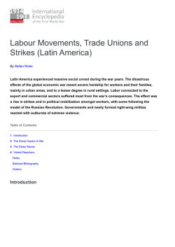 Labour Movements, Trade Unions and Strikes (Latin America
