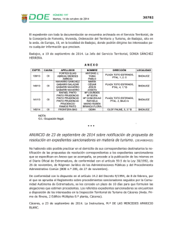 Anuncio de 23 de septiembre de 2014 sobre notificaci&oacute;n de