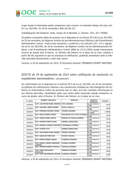 Edicto de 29 de septiembre de 2014 sobre notificaci&oacute;n de