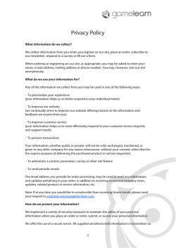 Privacy Policy - Game-learning