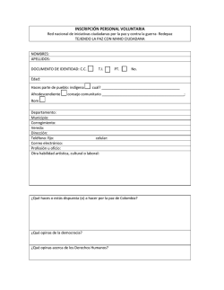 INSCRIPCI&Oacute;N PERSONAL VOLUNTARIA - Redepaz