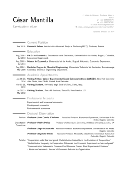 C&eacute;sar Mantilla &ndash; Curriculum vitae - Universidad de los Andes