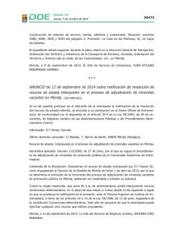 Anuncio de 12 de septiembre de 2014 sobre notificaci&oacute;n de