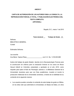 anexo f carta de autorizaci&oacute;n de los autores para la consulta, la