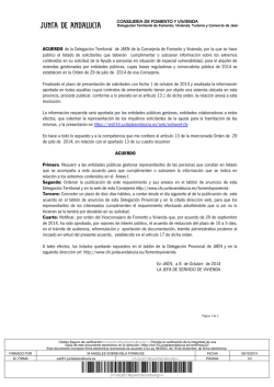 ACUERDO de la Delegaci&oacute;n Territorial de JA&Eacute;N de la Consejer&iacute;a