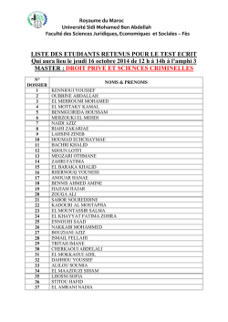 Droit Priv&eacute; et sciences criminelles - Facult&eacute; des Sciences Juridiques