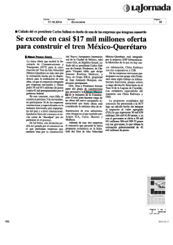 para construir el tren M&eacute;xico Quer&eacute;taro - Especialistas en Medios