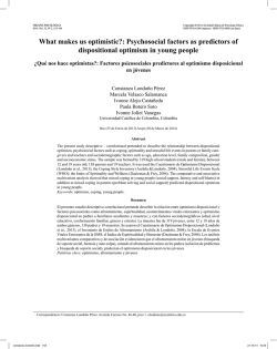What makes us optimistic?: Psychosocial factors as predictors of