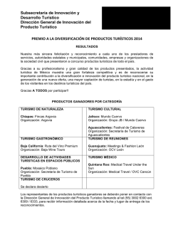 Subsecretar&iacute;a de Innovaci&oacute;n y Desarrollo Tur&iacute;stico Direcci&oacute;n