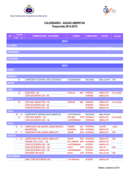 CALENDARIO - AGUAS ABIERTAS Temporada 2014-2015 2014