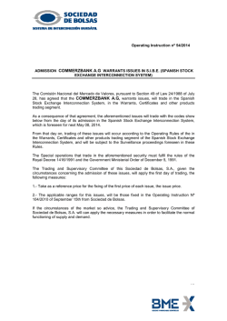 Operating Instruction n&ordm; 54/2014 ADMISSION COMMERZBANK A.G