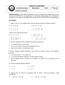 INSTITUTO CORFERRINI Actividad de Apoyo Matem&aacute;ticas Clei 6 1