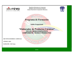 Programa de Formaci&oacute;n &ldquo;Elaborador de Productos C&aacute;rnicos&rdquo; - Inces
