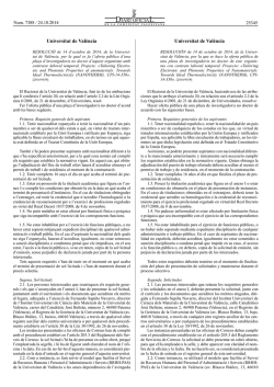 RESOLUCI&Oacute; de 14 doctubre de 2014, de la Universitat de Val&egrave;ncia