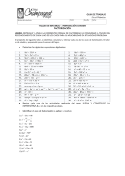 taller de refuerzo factorizacon - Colegio Champagnat de Ibague