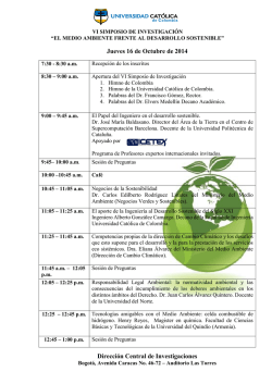 agenda vi simposio de investigaci&oacute;n - Universidad Catolica de