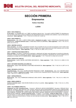 Actos de LLEIDA del BORME n&uacute;m. 203 de 2014 - BOE.es