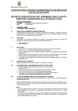 convocatoria cas n&ordm; 025-2014-mpp - Municipalidad Provincial de Puno
