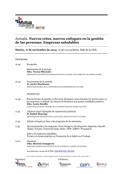Jornada. Nuevos retos, nuevos enfoques en la gesti&oacute;n de las