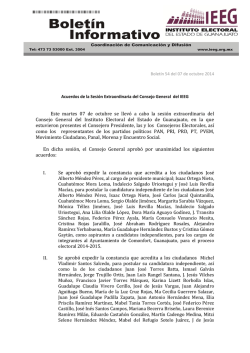 Este martes 07 de octubre se llev&oacute; a cabo la sesi&oacute;n extraordinaria