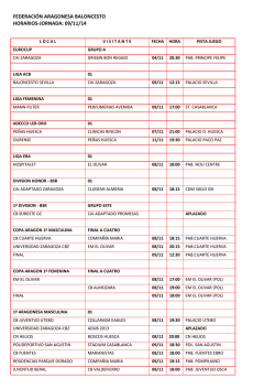 Horarios 09/11/14 - FAB - Zaragoza - Federaci&oacute;n Aragonesa de