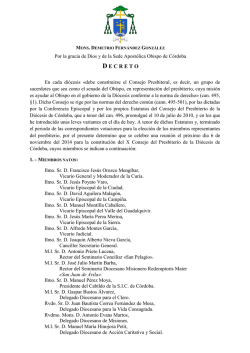 Decreto X Consejo del Presbiterio - Di&oacute;cesis de C&oacute;rdoba