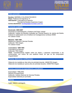 MARISELA VILLEGAS PACHECO Plaza: Profesora de Asignatura