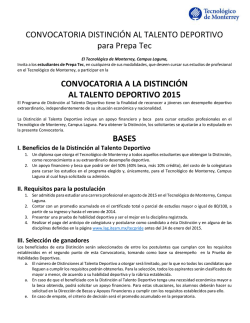 Convocatoria al Talento Deportivo para Preparatoria Tec - Laguna