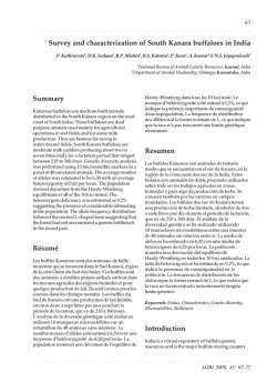 Summary R&eacute;sum&eacute; Survey and characterization of South Kanara