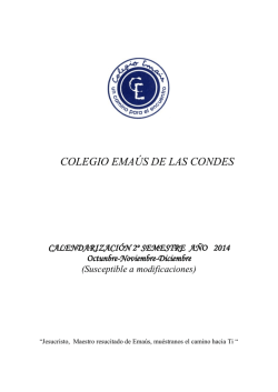 Calendario 2do Semestre. - Colegio Ema&uacute;s