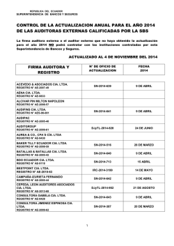 Control Actualizaciones - 2014 - Superintendencia de Bancos y