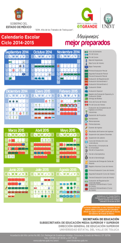 Calendario Escolar Ciclo 2014-2015 - Gobierno del Estado de M&eacute;xico