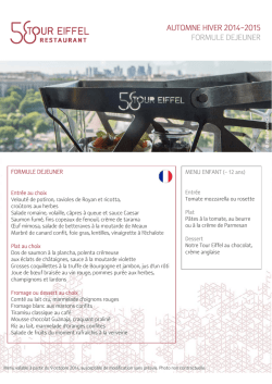 automne hiver 2014-2015 formule dejeuner - Les restaurants de la