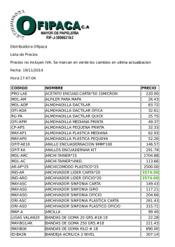 Distribuidora Ofipaca Lista de Precios Precios no incluyen IVA. Se