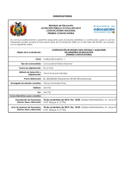 CONVOCATORIA Ministerio de Educaci&oacute;n LICITACI&Oacute;N P&Uacute;BLICA